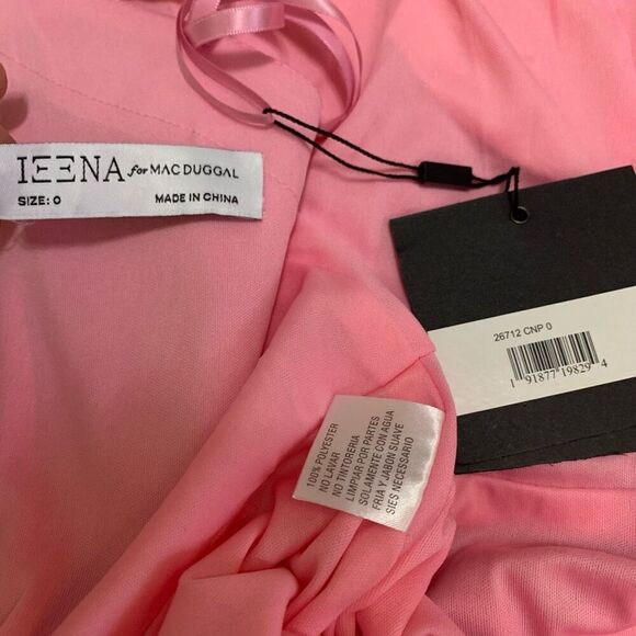 Mac Duggal Ieena Pink One Shoulder Bishop Sleeve Trumpet Gown Size 0 Long Dress - Picture 10 of 10